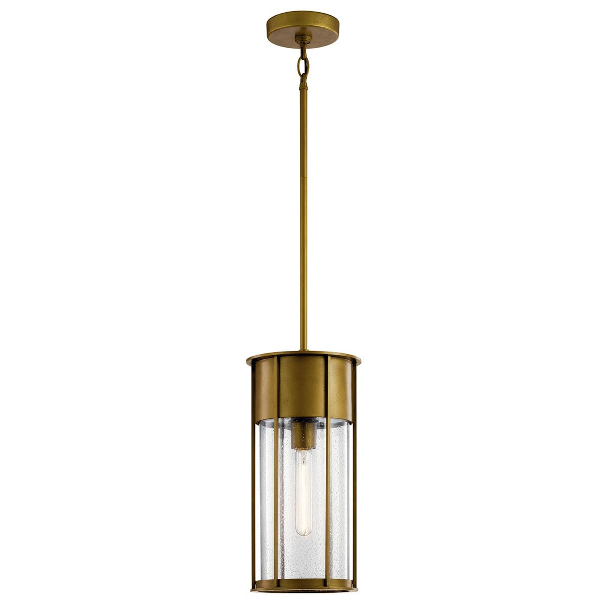 KICHLER 59082NBR Camillo 18" 1 Light Hanging Pendant With Clear Seeded Glass Natural Brass