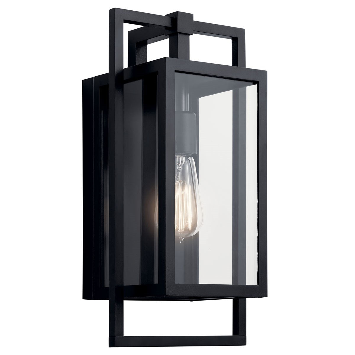 KICHLER 59086BK Goson 16" 1 Light Wall Light With Clear Glass Black