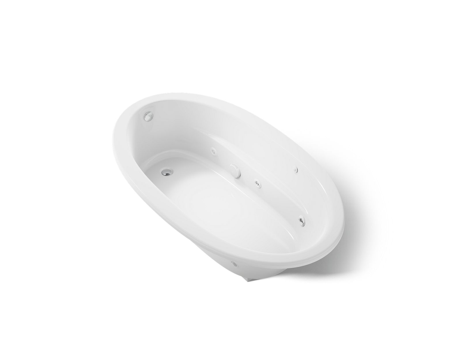 KOHLER K-1164-HB-0 Sunward 72" X 42" Drop-In Heated Whirlpool Bath - White