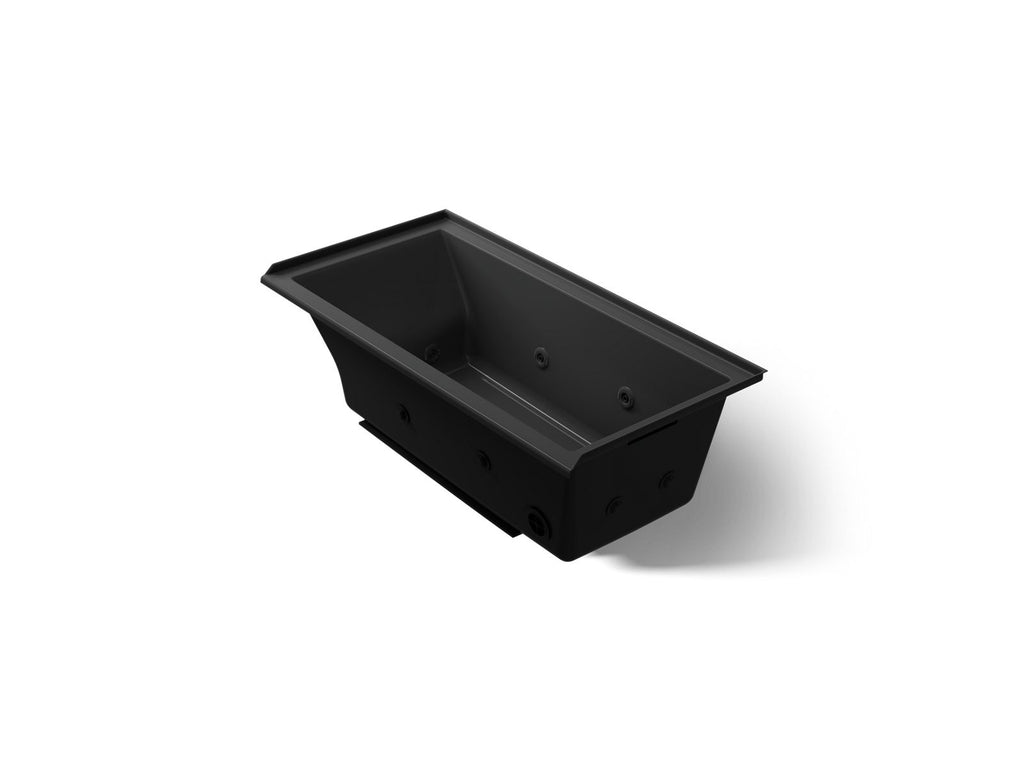 KOHLER K-1167-JRH-7 Underscore 60" X 30" Drop-In/Alcove Heated Whirlpool Bath, Right Drain - Black Black