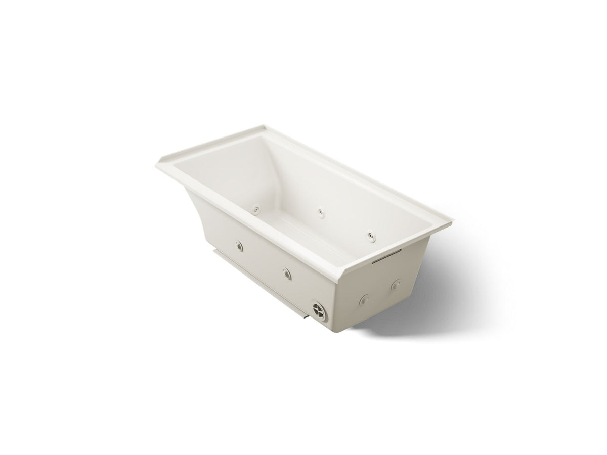 KOHLER K-1167-JRH-96 Underscore 60" X 30" Drop-In/Alcove Heated Whirlpool Bath, Right Drain - Biscuit
