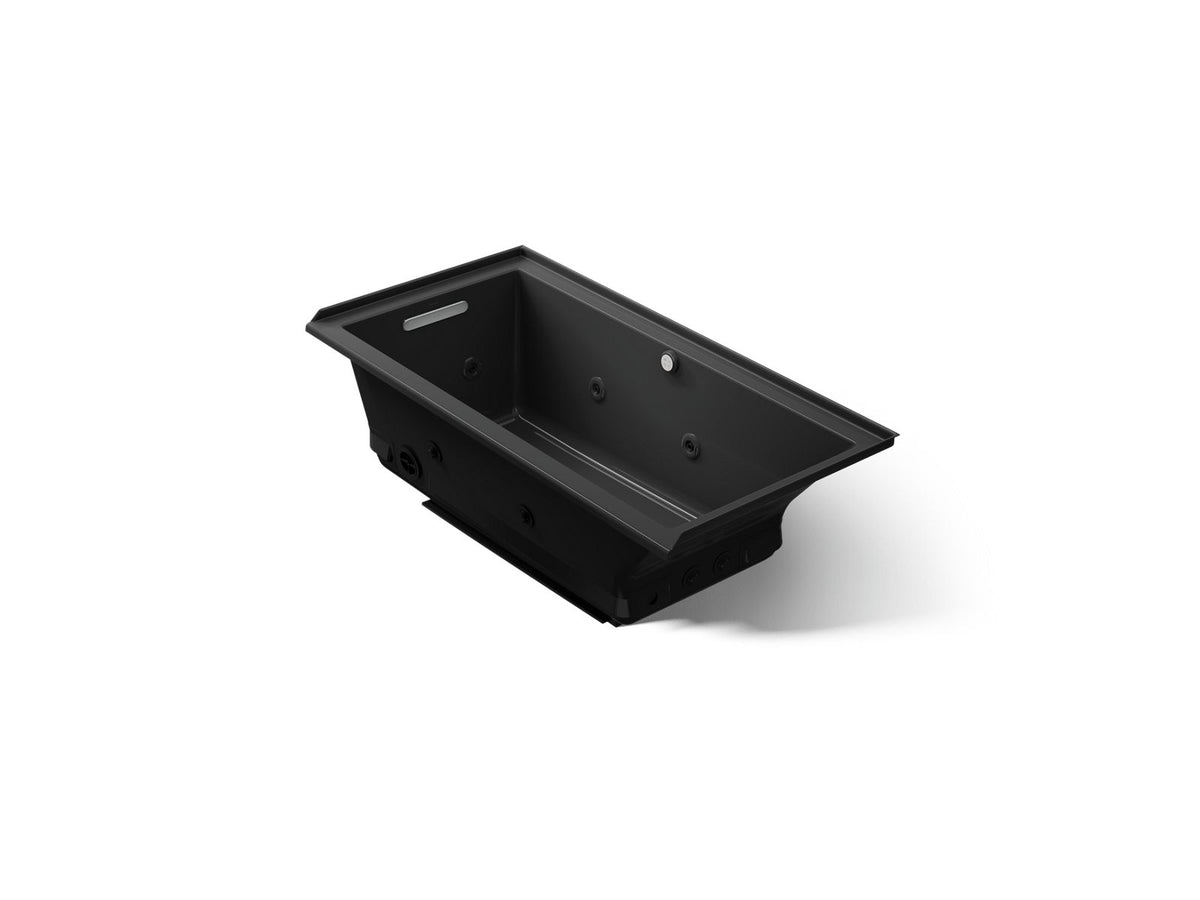 KOHLER K-1167-XHGHL-7 Underscore 60" X 30" Alcove Heated Bubblemassage Air Bath With Whirlpool, Left Drain - Black Black
