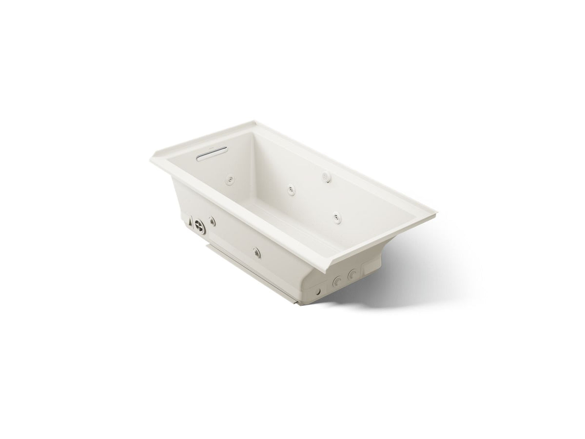 KOHLER K-1167-XHGHL-96 Underscore 60" X 30" Alcove Heated Bubblemassage Air Bath With Whirlpool, Left Drain - Biscuit