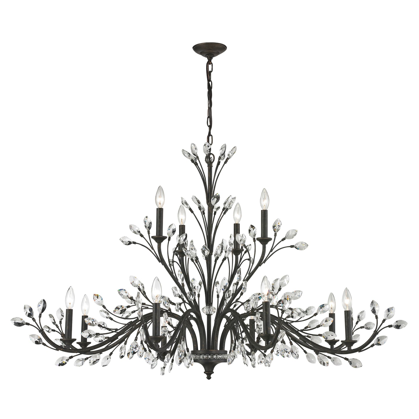 ELK SHOWROOM 11777/8+4 Crystal Branches 52'' Wide 12-Light Chandelier - Burnt Bronze