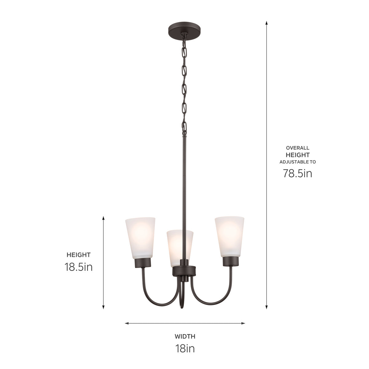 KICHLER 52442OZ Erma Three Light Chandelier Olde Bronze