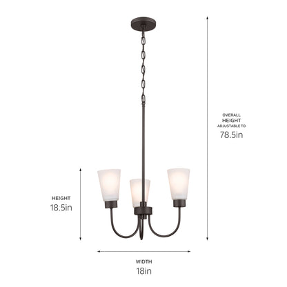 KICHLER 52442OZ Erma Three Light Chandelier Olde Bronze