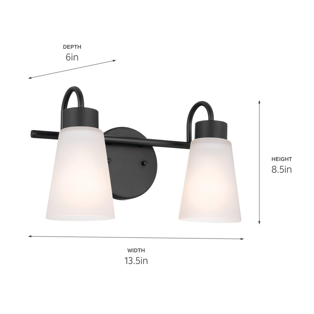 KICHLER 55125BK Erma Bath 2 Light - Black