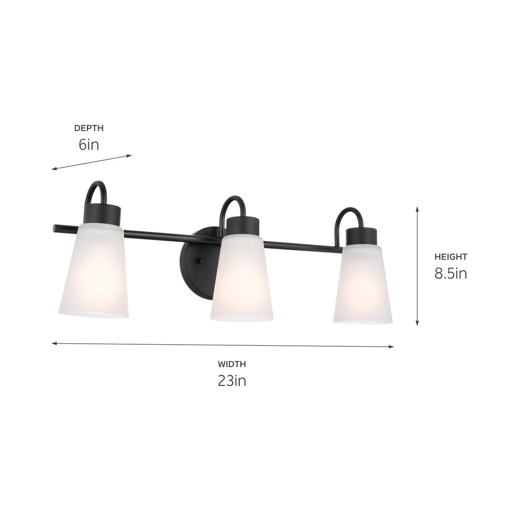 KICHLER 55126BK Erma Bath 3 Light - Black