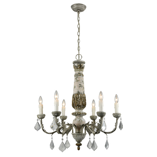 ELK SIGNATURE 1202-005 Genevieve 28'' Wide 6-Light Chandelier - Aged Cream