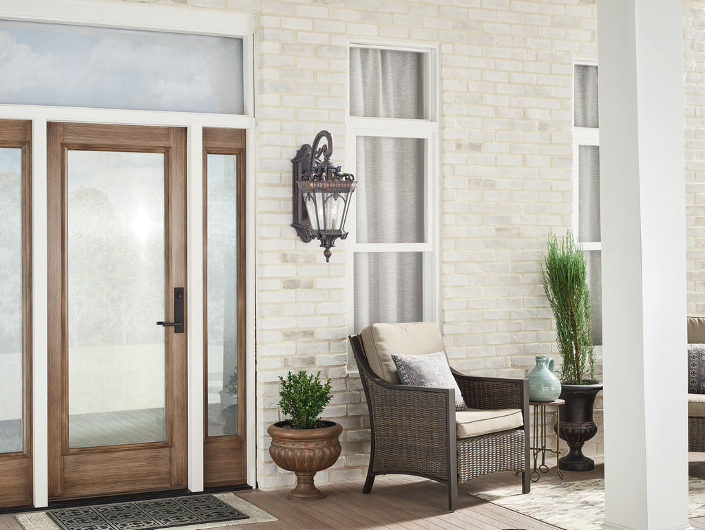 KICHLER 9559LD Tournai 30" 4 Light Outdoor Post Light With Clear Seeded Glass In Londonderry