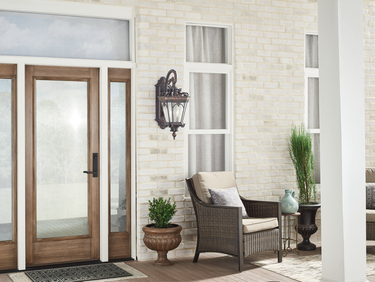 KICHLER 9559LD Tournai 30" 4 Light Outdoor Post Light With Clear Seeded Glass In Londonderry