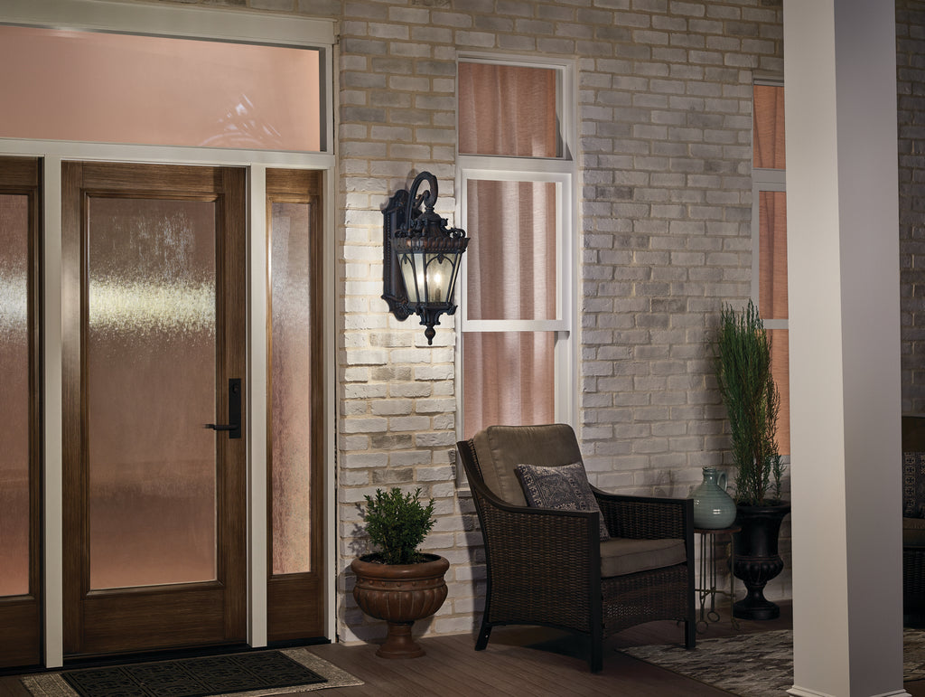 KICHLER 9559LD Tournai 30" 4 Light Outdoor Post Light With Clear Seeded Glass In Londonderry