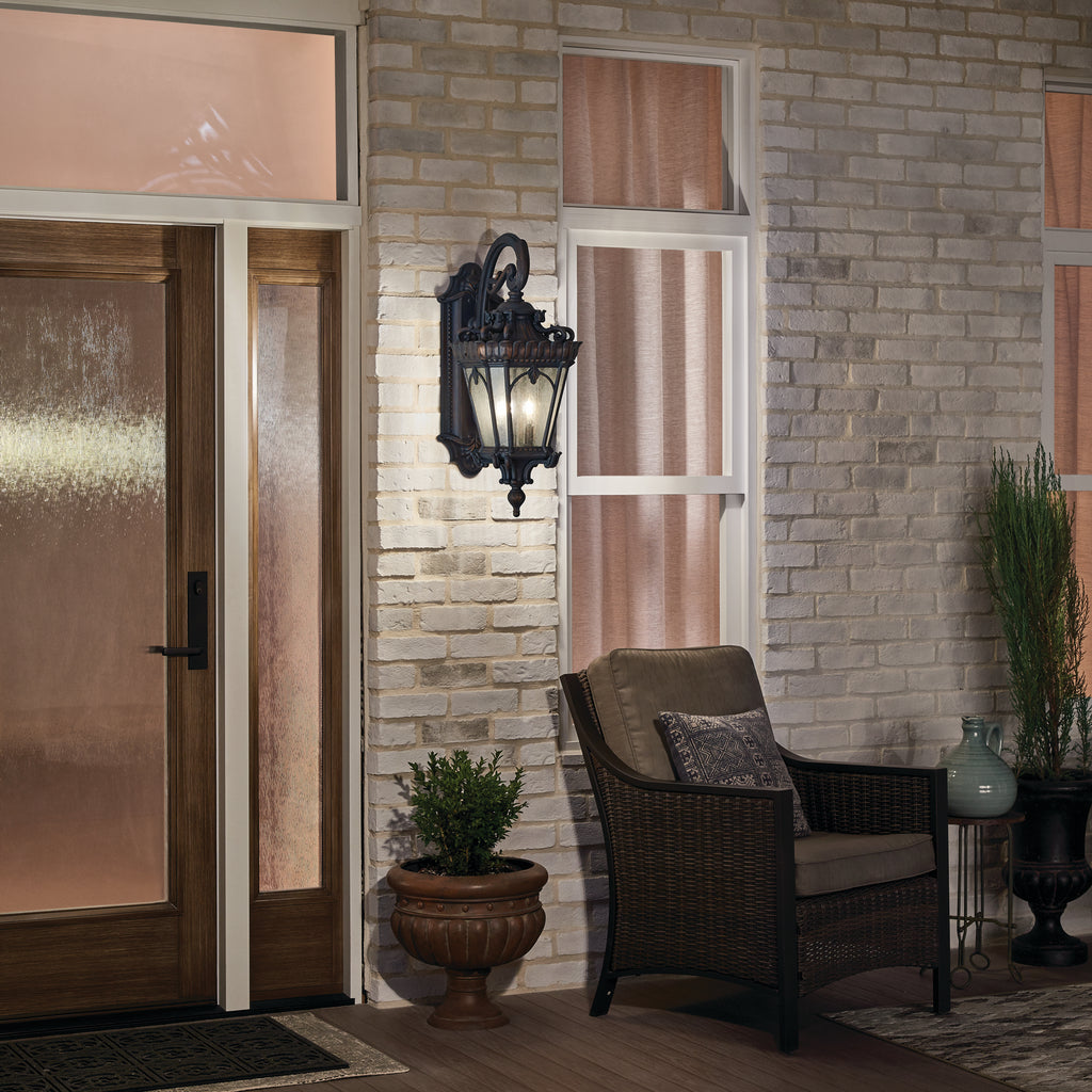 KICHLER 9559LD Tournai 30" 4 Light Outdoor Post Light With Clear Seeded Glass In Londonderry