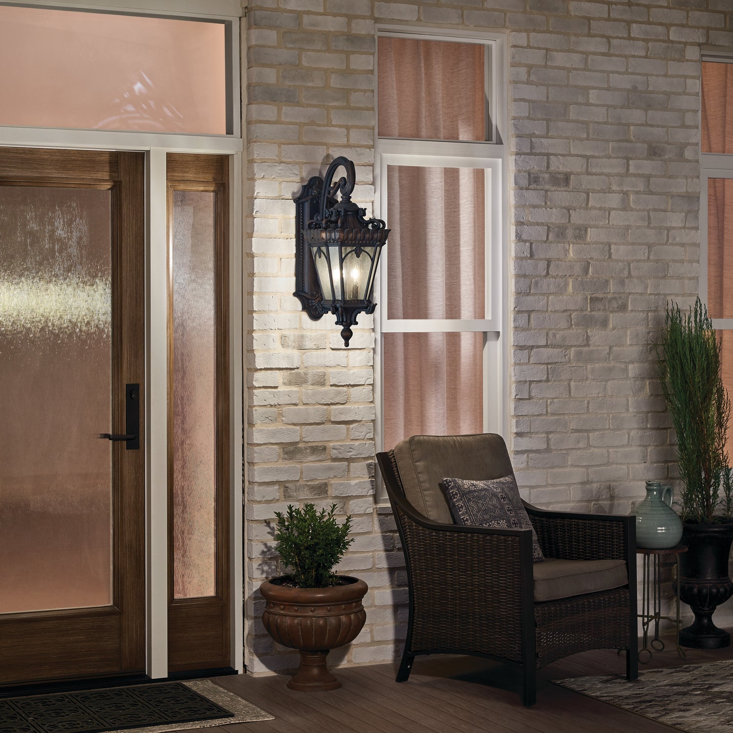 KICHLER 9559LD Tournai 30" 4 Light Outdoor Post Light With Clear Seeded Glass In Londonderry