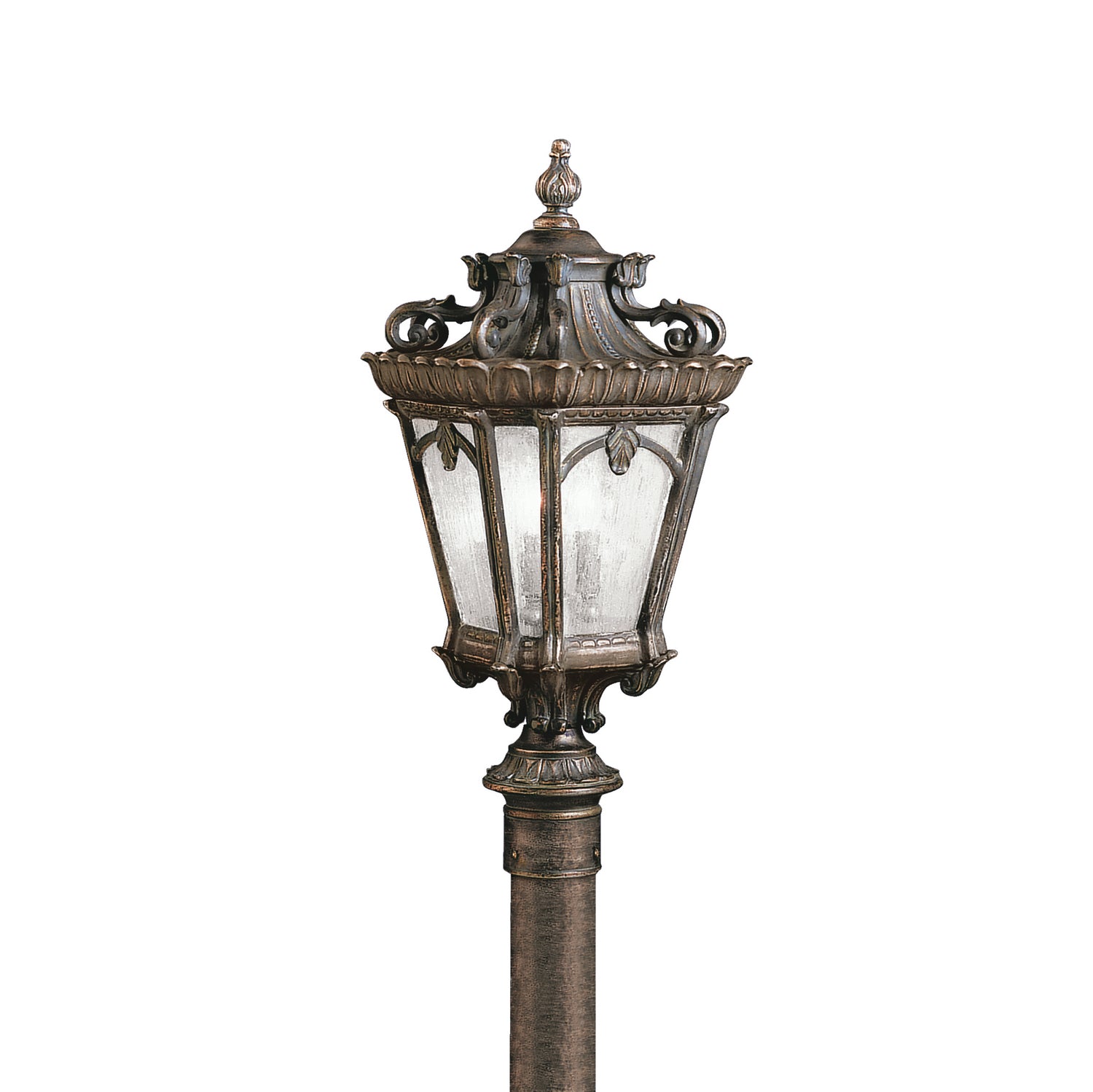 KICHLER 9559LD Tournai 30" 4 Light Outdoor Post Light With Clear Seeded Glass In Londonderry