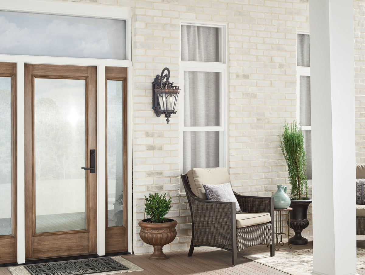 KICHLER 9558LD Tournai 27" 3 Light Outdoor Post Light With Clear Seeded Glass In Londonderry