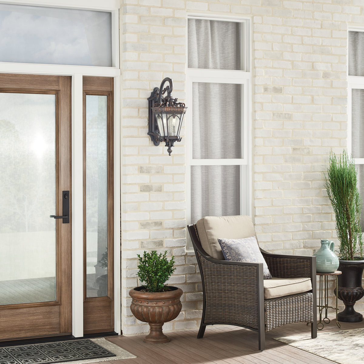 KICHLER 9558LD Tournai 27" 3 Light Outdoor Post Light With Clear Seeded Glass In Londonderry