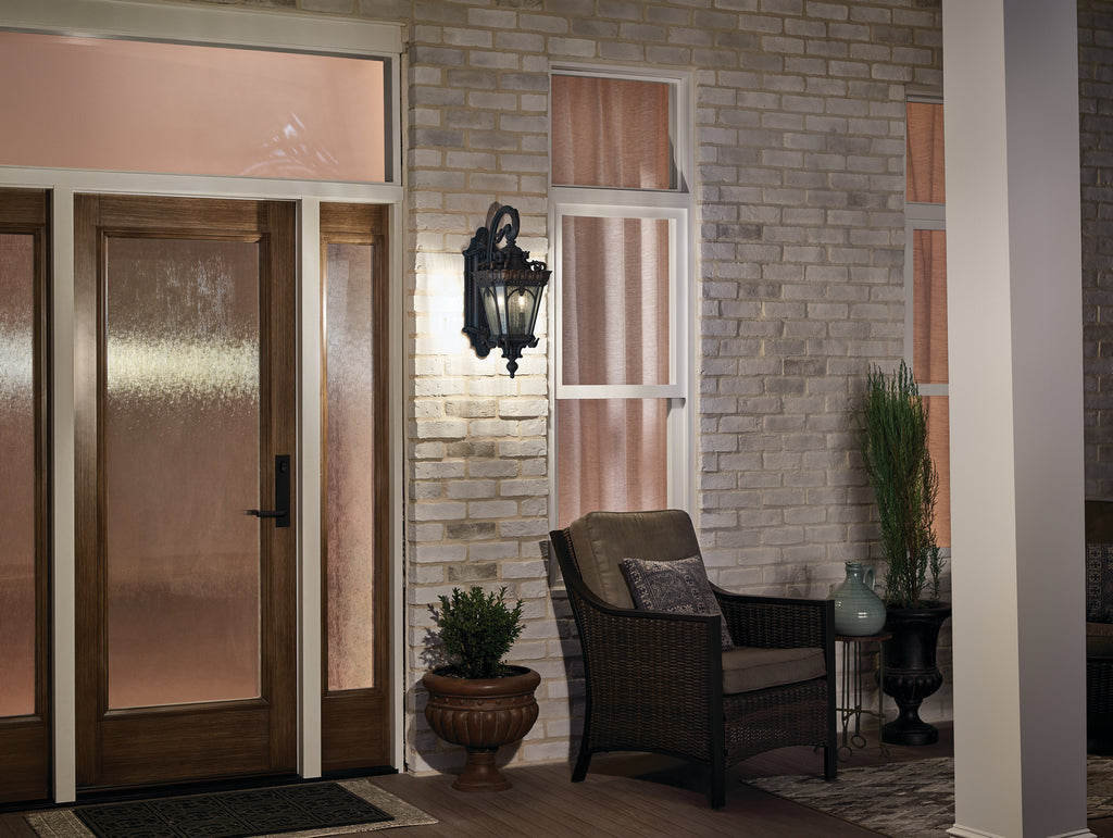 KICHLER 9558LD Tournai 27" 3 Light Outdoor Post Light With Clear Seeded Glass In Londonderry