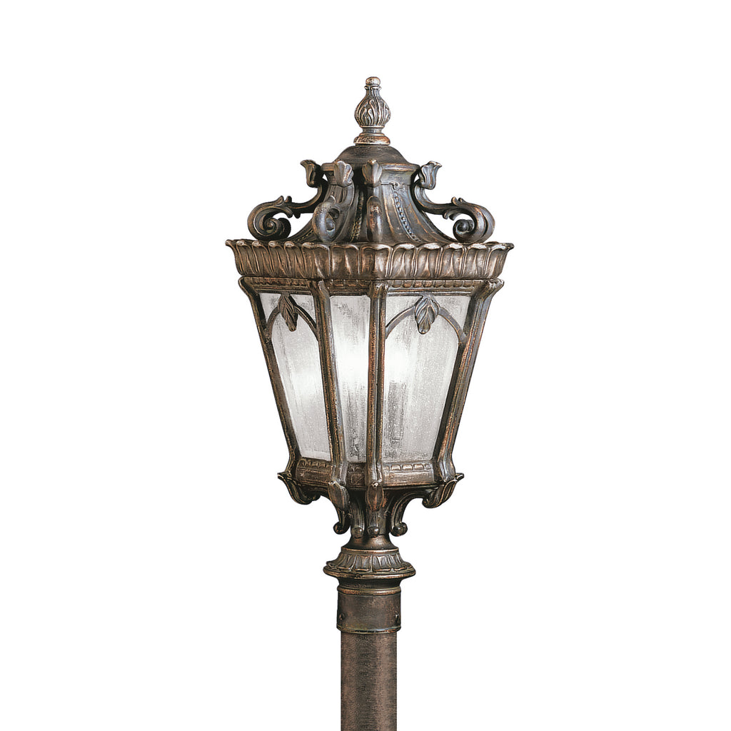 KICHLER 9558LD Tournai 27" 3 Light Outdoor Post Light With Clear Seeded Glass In Londonderry