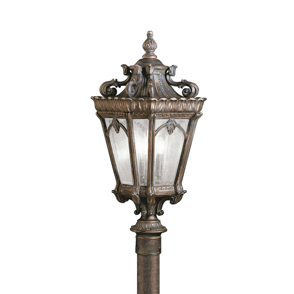 KICHLER 9558LD Tournai 27" 3 Light Outdoor Post Light With Clear Seeded Glass In Londonderry