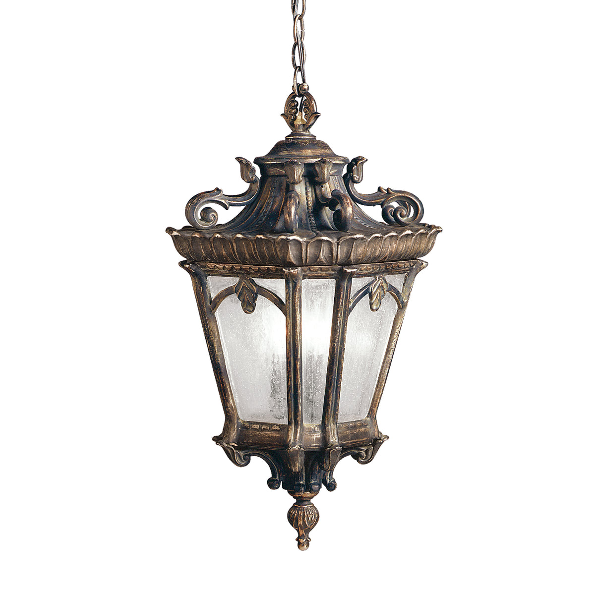 KICHLER 9855LD Tournai 99" 3 Light Outdoor Pendant Light With Clear Seeded Glass In Londonderry