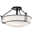 KICHLER 44085BK Alkire 16.5" 3 Light Semi Flush With Satin Etched White Glass In Olde Bronze