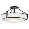 KICHLER 44086BK Alkire 22" 4 Light Semi Flush With Satin Etched White Glass In Brushed Nickel