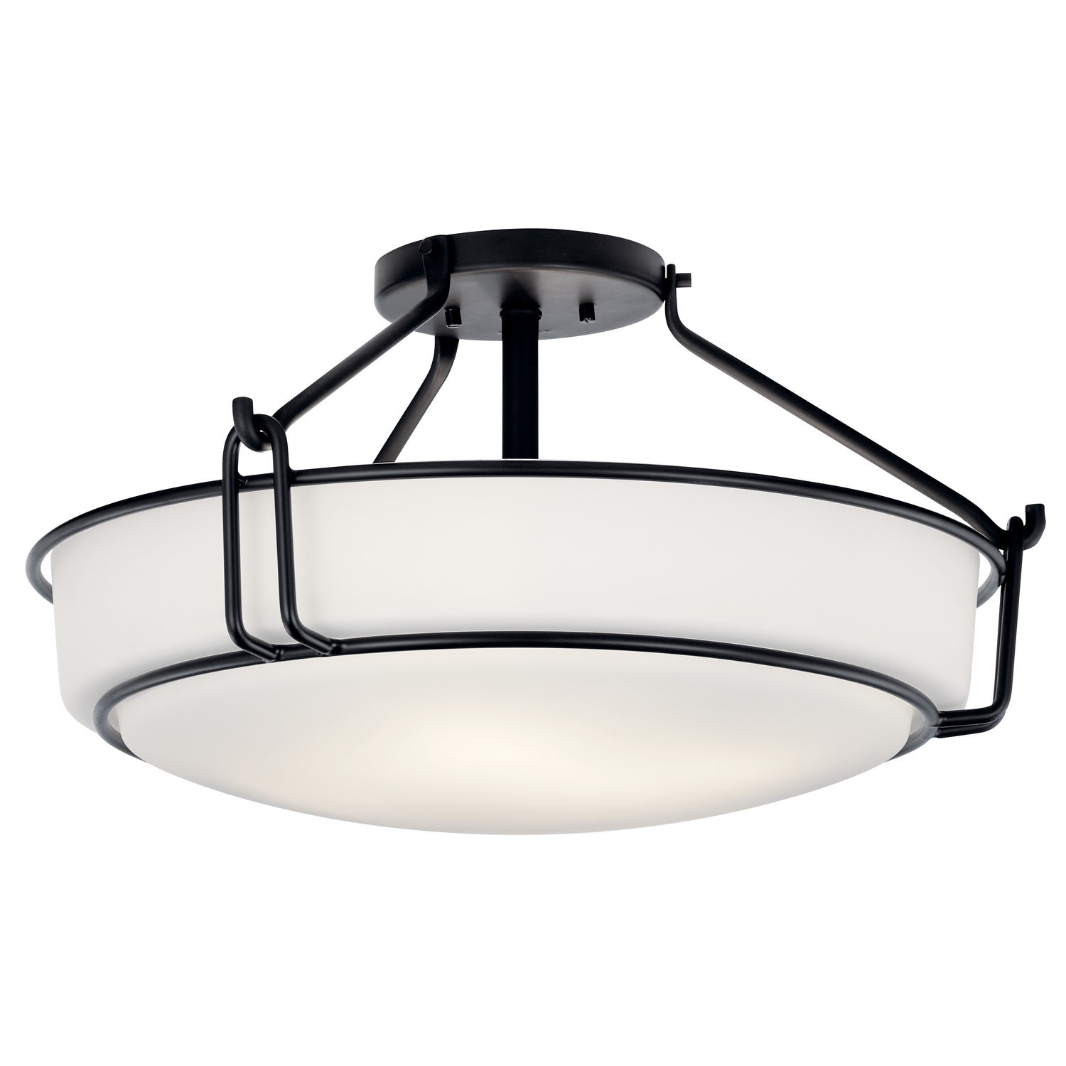 KICHLER 44086BK Alkire 22" 4 Light Semi Flush With Satin Etched White Glass In Brushed Nickel