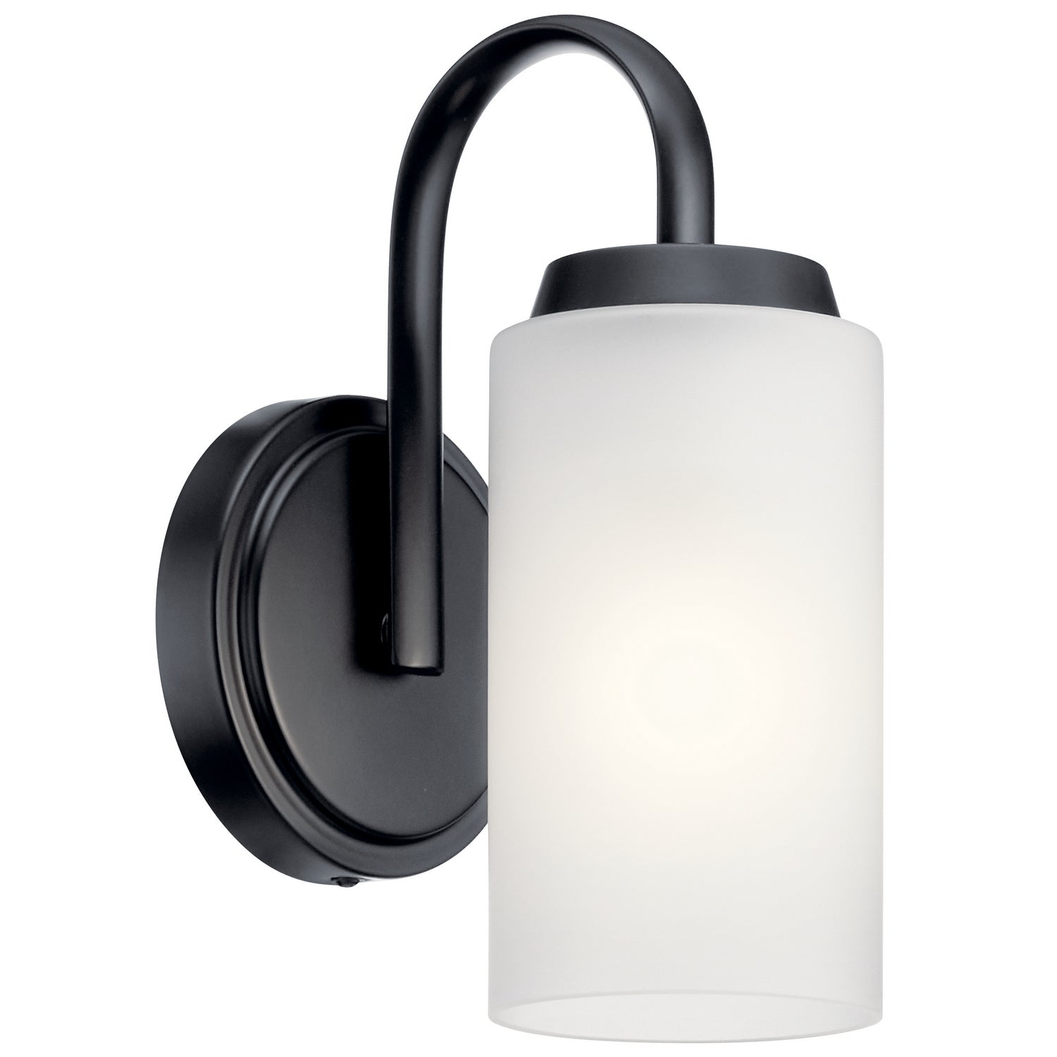 KICHLER 55085BK Kennewick 1 Light Wall Sconce With Etched Glass Brushed Nickel