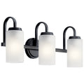 KICHLER 55087BK Kennewick 2 Light Vanity Light With Etched Glass Olde Bronze