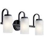 KICHLER 55087BK Kennewick 2 Light Vanity Light With Etched Glass Olde Bronze