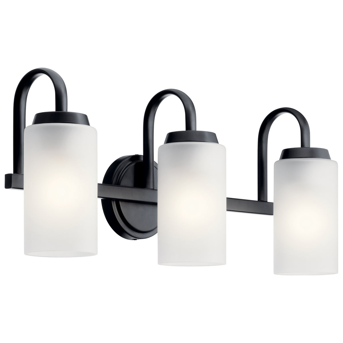 KICHLER 55087BK Kennewick 2 Light Vanity Light With Etched Glass Olde Bronze