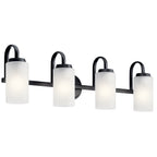 KICHLER 55088BK Kennewick 2 Light Vanity Light With Etched Glass Olde Bronze