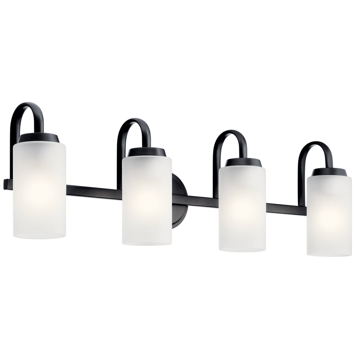 KICHLER 55088BK Kennewick 2 Light Vanity Light With Etched Glass Olde Bronze