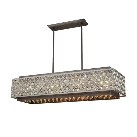 ELK SHOWROOM 12165/8 Rosslyn 40'' Wide 8-Light Linear Chandelier - Weathered Zinc