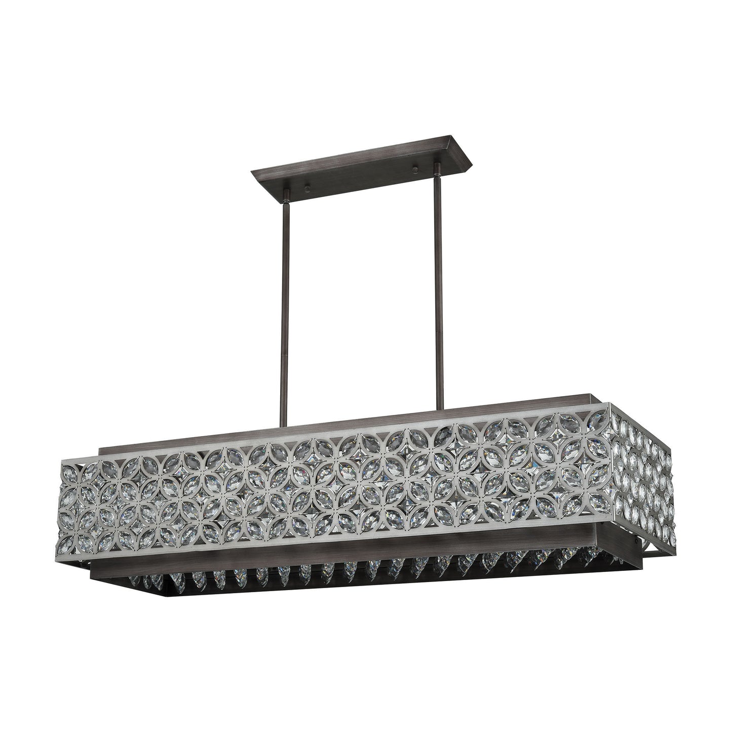 ELK SHOWROOM 12165/8 Rosslyn 40'' Wide 8-Light Linear Chandelier - Weathered Zinc