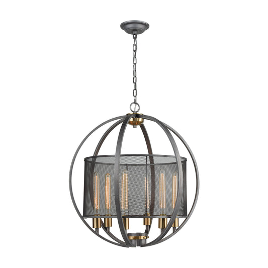 ELK SHOWROOM 12171/6 Ellicott 24'' Wide 6-Light Chandelier - Weathered Zinc