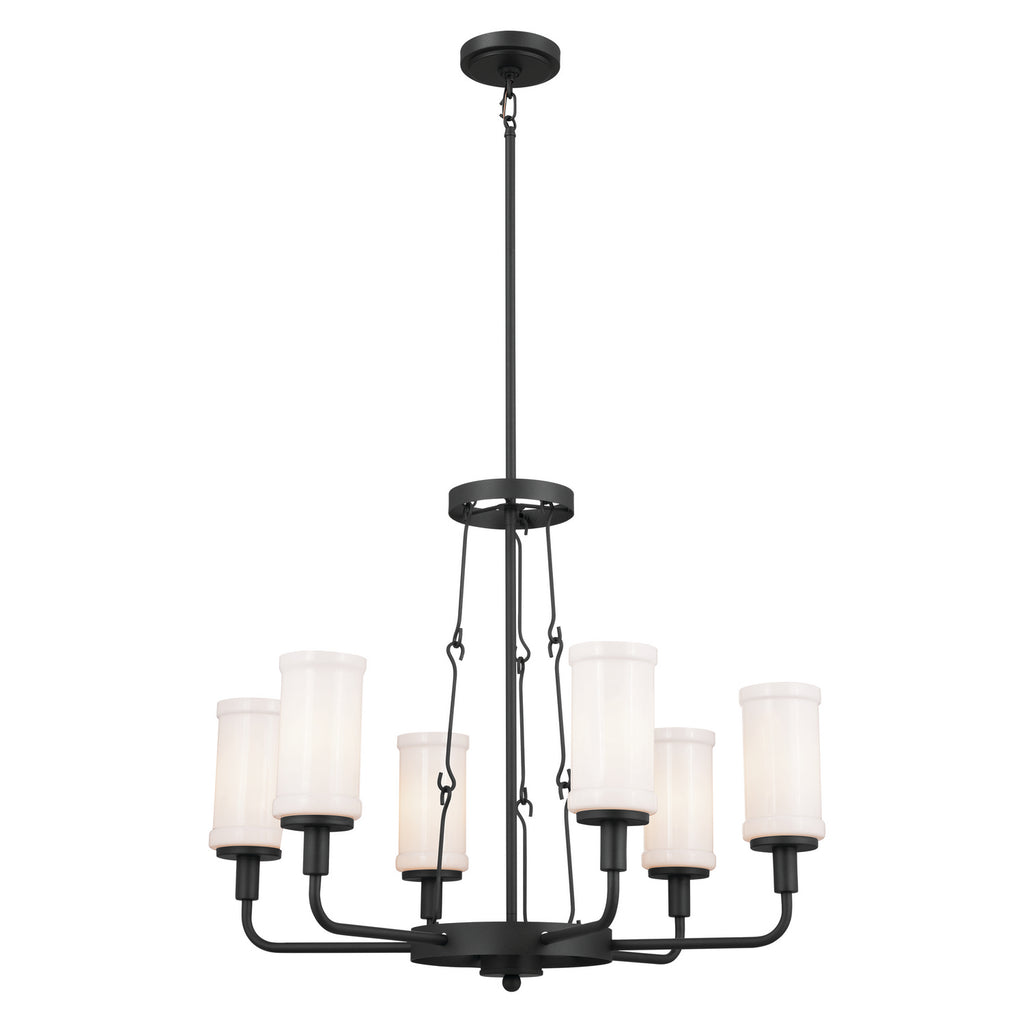 KICHLER 52451BKT Vetivene 29" 6 Light Chandelier Textured Black