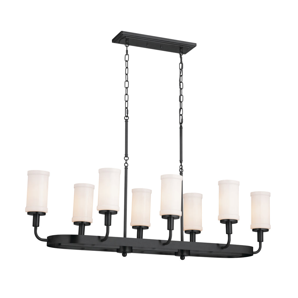 KICHLER 52453BKT Vetivene 46.5" 8 Light Linear Chandelier Textured Black