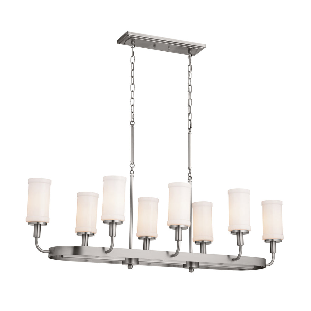 KICHLER 52453CLP Vetivene 46.5" 8 Light Linear Chandelier Classic Pewter