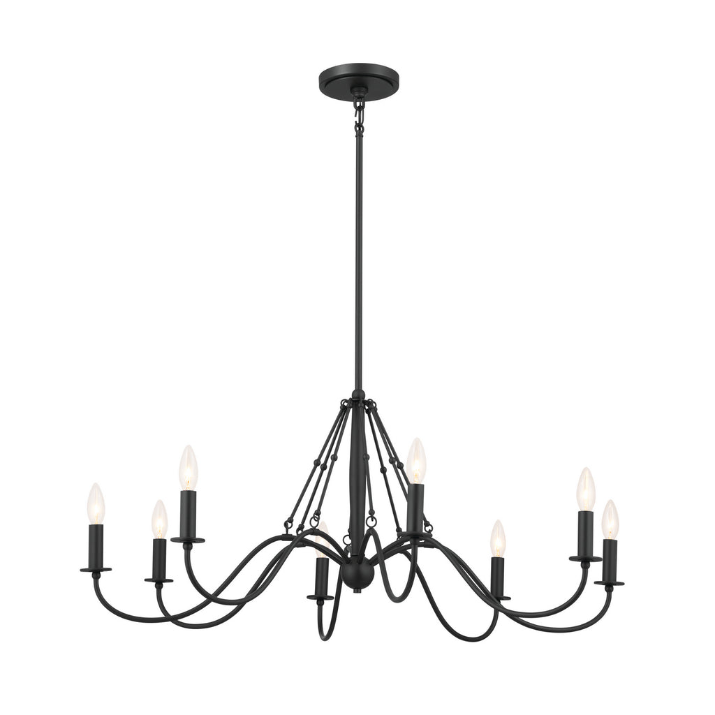 KICHLER 52456BKT Freesia 38" 8 Light Chandelier Textured Black