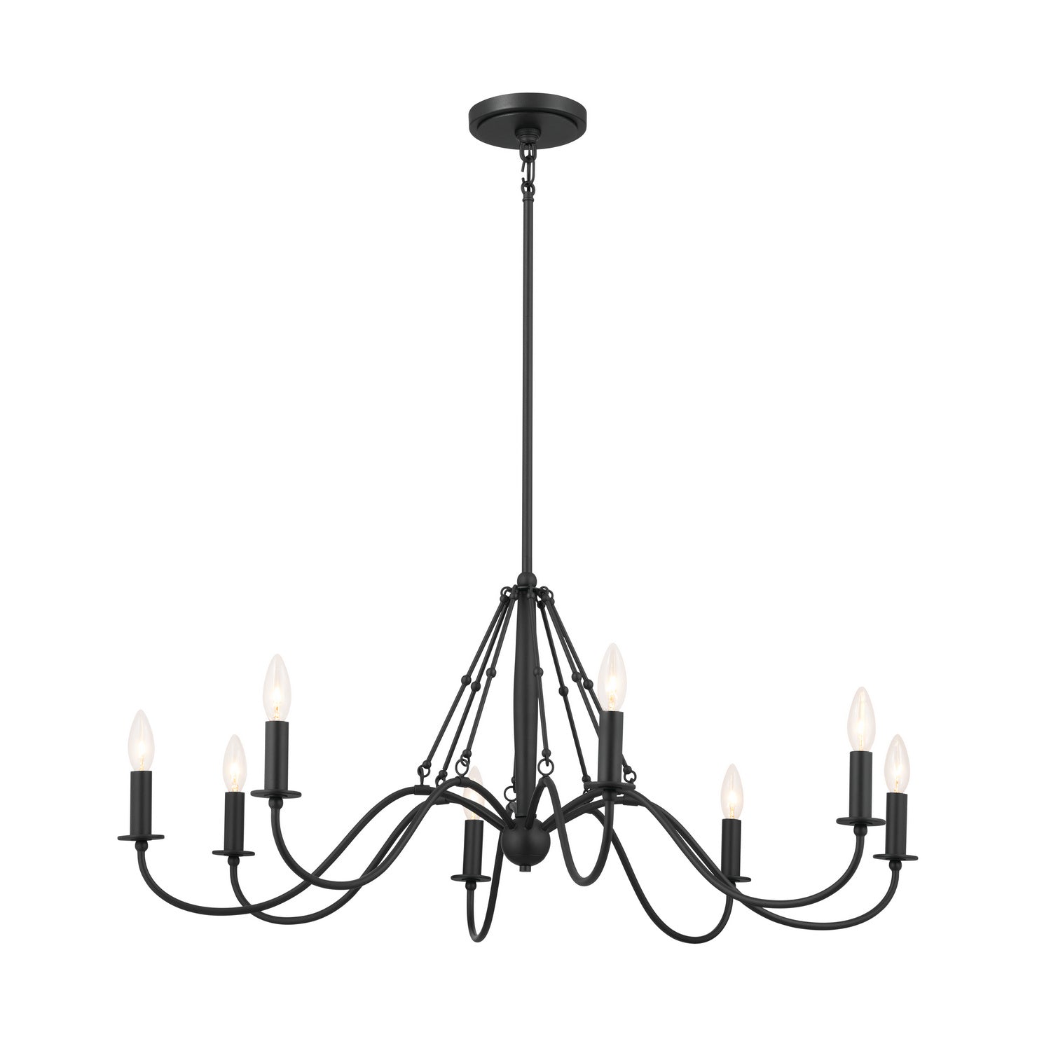 KICHLER 52456BKT Freesia 38" 8 Light Chandelier Textured Black