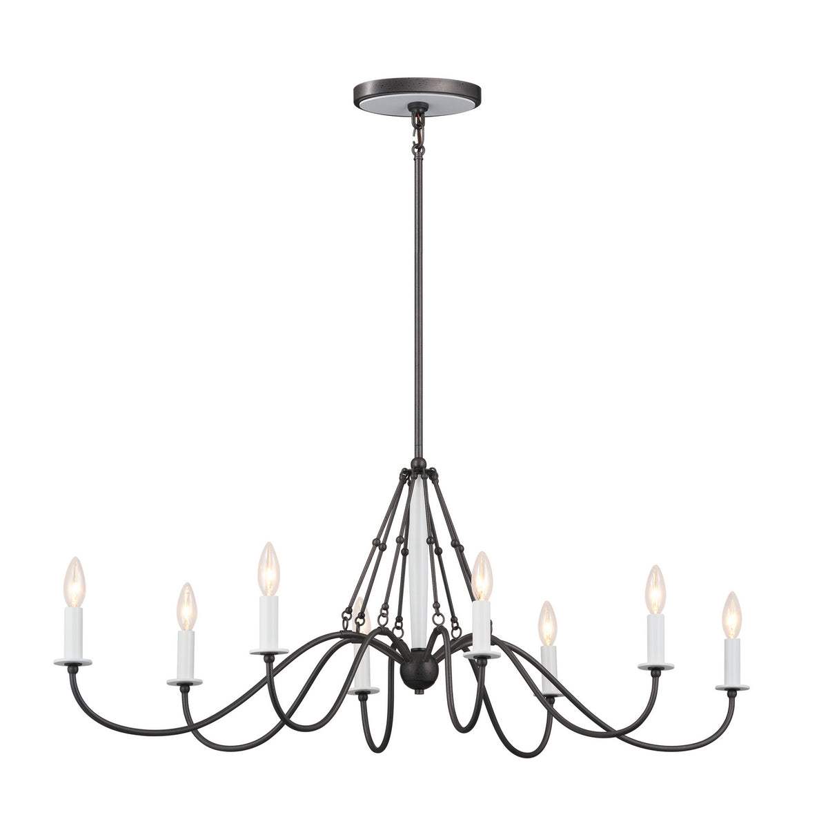 KICHLER 52457AVI Freesia 44" 8 Light Oval Chandelier Anvil Iron