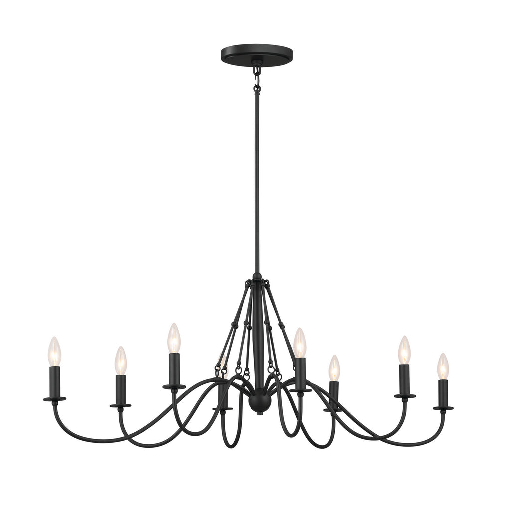 KICHLER 52457BKT Freesia 44" 8 Light Oval Chandelier Textured Black