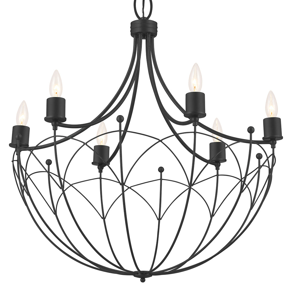 KICHLER 52462BKT Topiary 30" 6 Light Chandelier Textured Black