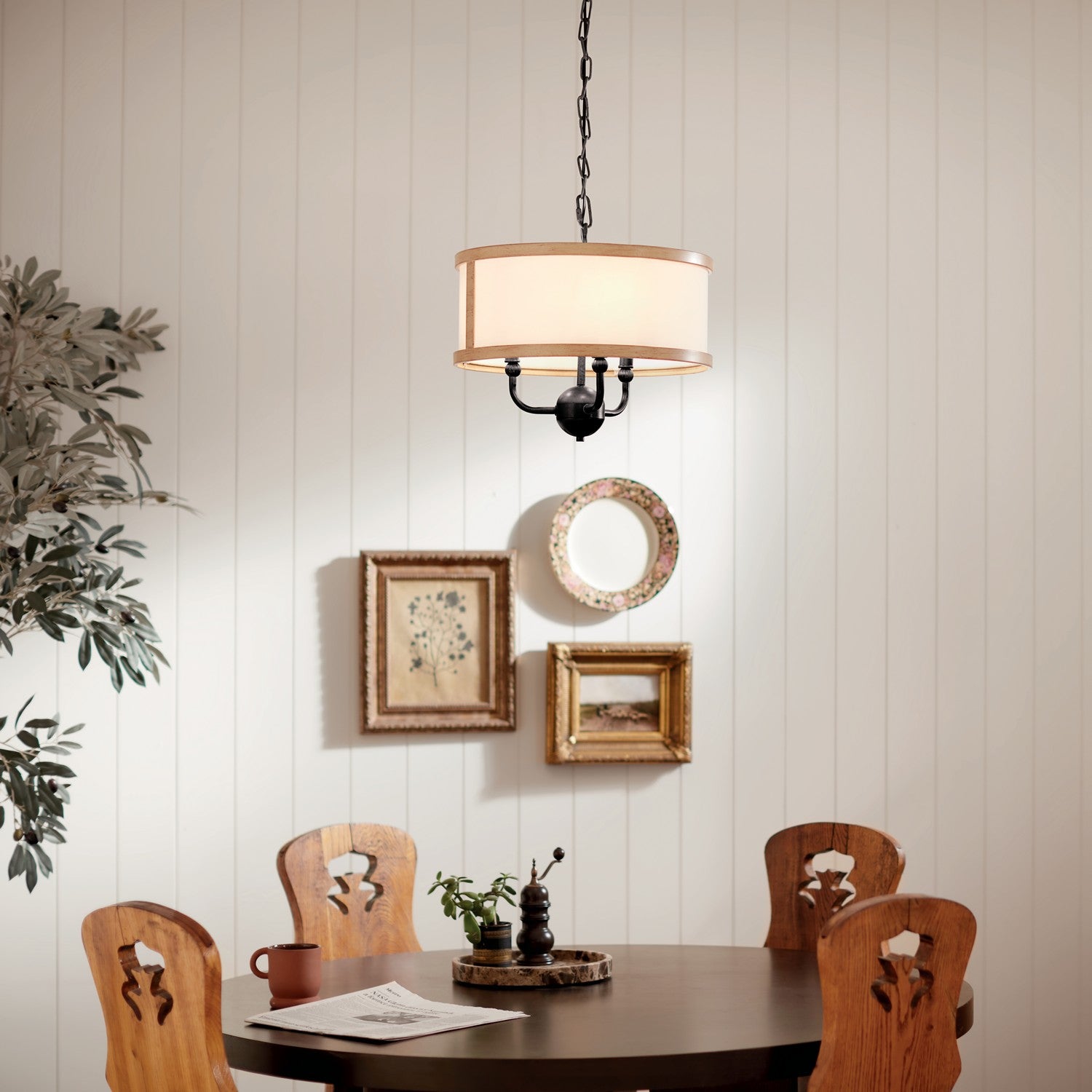 KICHLER 52465AVI Heddle 15" 3 Light Convertible Chandelier Anvil Iron