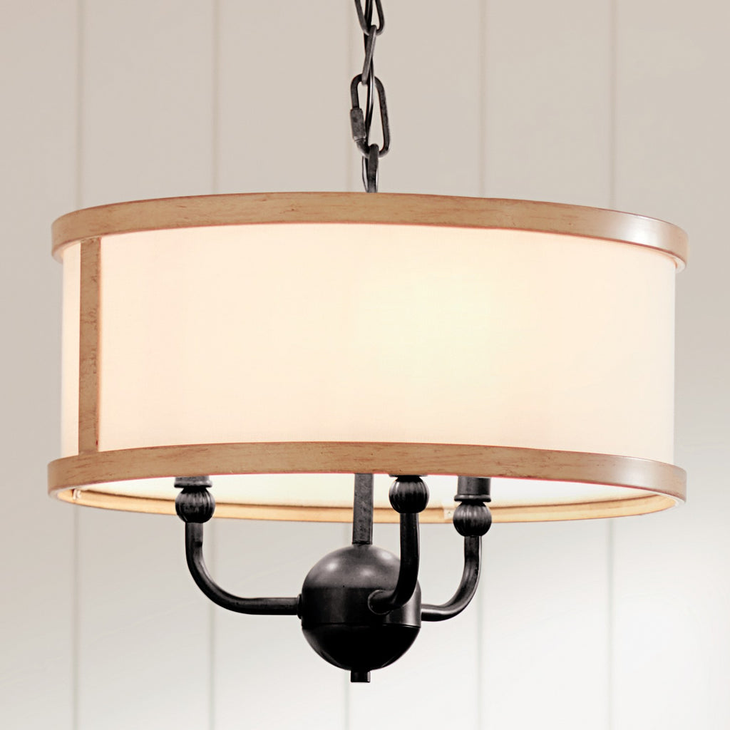 KICHLER 52465AVI Heddle 15" 3 Light Convertible Chandelier Anvil Iron