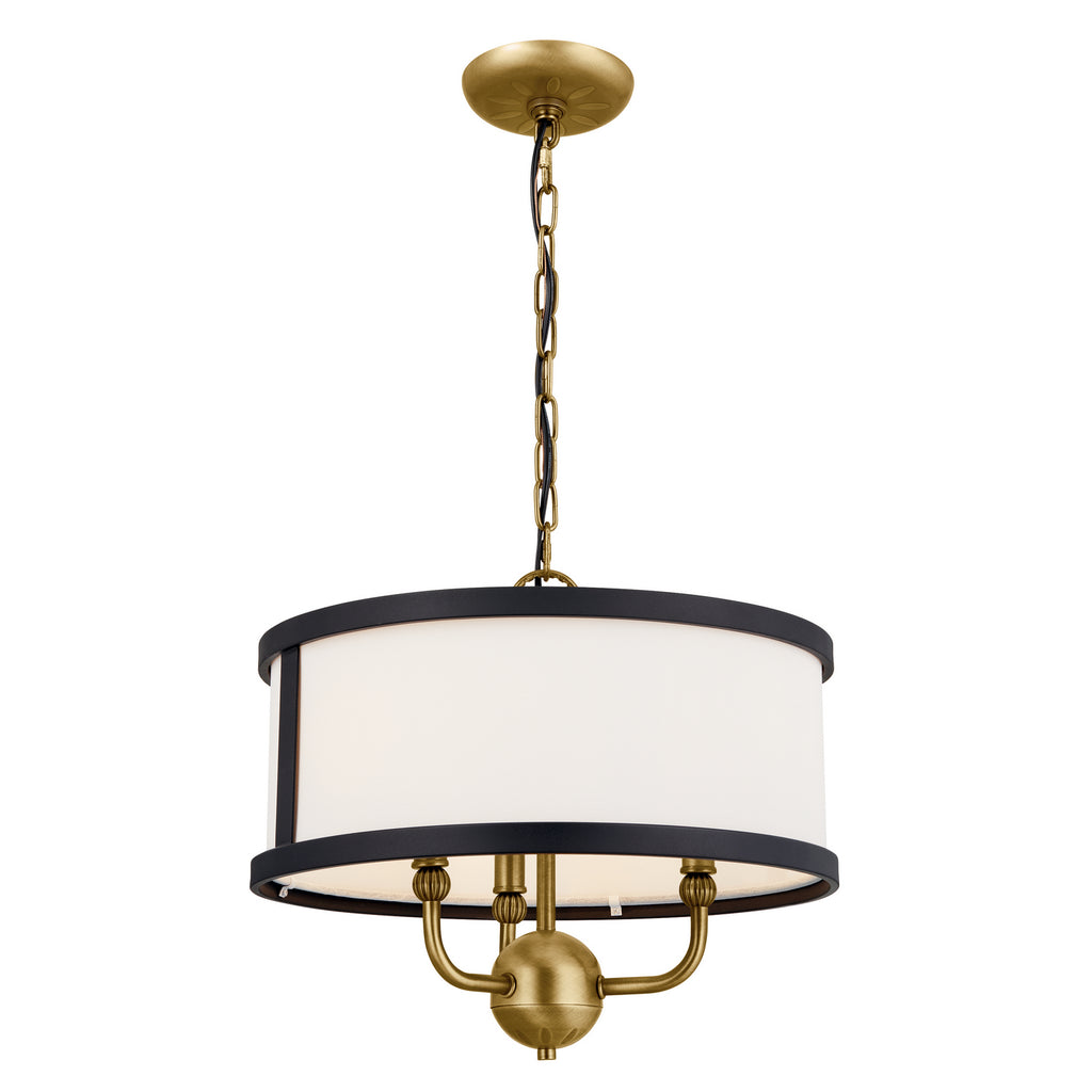 KICHLER 52465NBR Heddle 15" 3 Light Convertible Chandelier Natural Brass