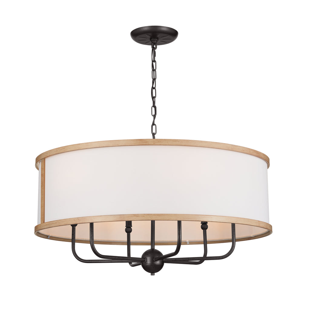 KICHLER 52466AVI Heddle 30" 6 Light Chandelier Anvil Iron
