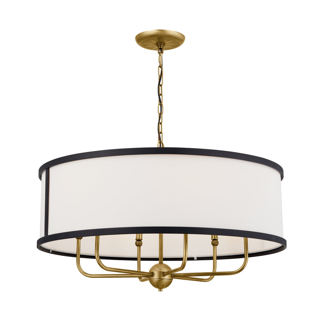 KICHLER 52466NBR Heddle 30" 6 Light Chandelier Natural Brass